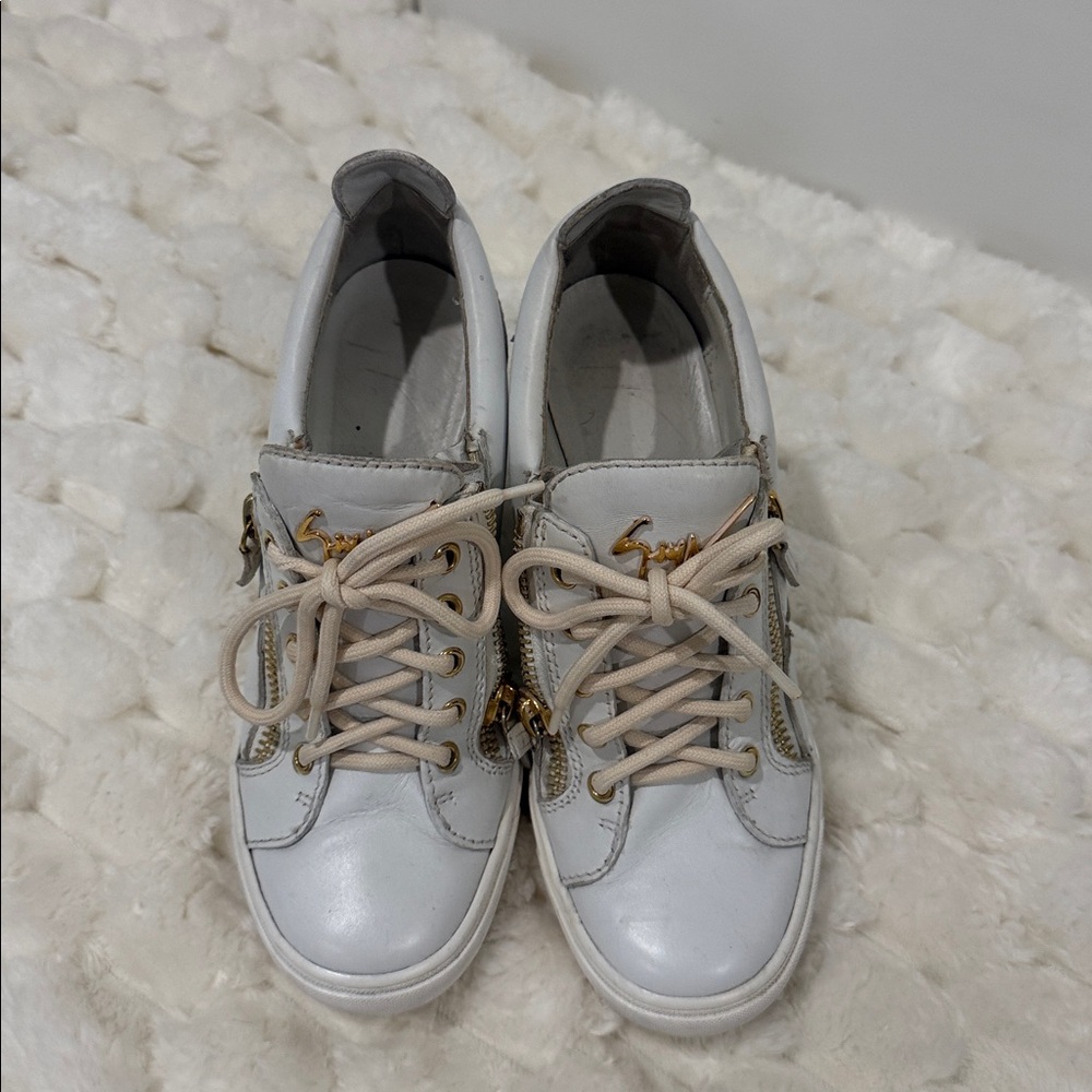 Giuseppe Zanotti White Wedge Sneakers in good condition.